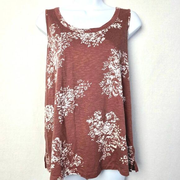 Maurices 24/7 Floral Sleeveless Tank Top Brown M - Picture 1 of 7